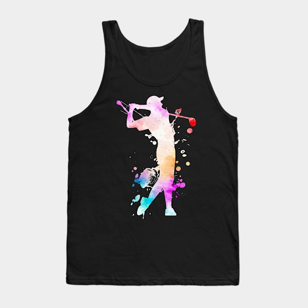 Golf Sport Watercolor Art Graphic Tank Top by TheBeardComic